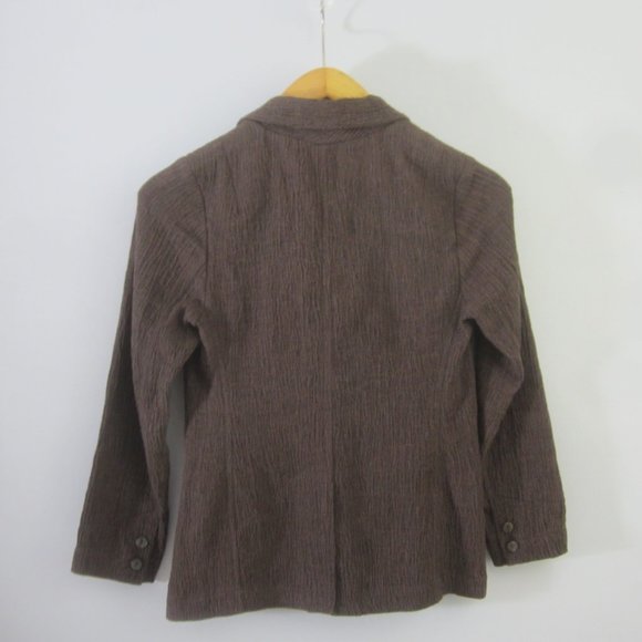 Vtg Asiatica Kansas City Womens S Brown 3/4 Sleeve Textured Blazer Jacket 32" - Picture 2 of 8